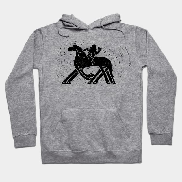 Riding to Valhalla or Tjängvide Odin and Sleipnir (Black Ink Version) Hoodie by LaForma